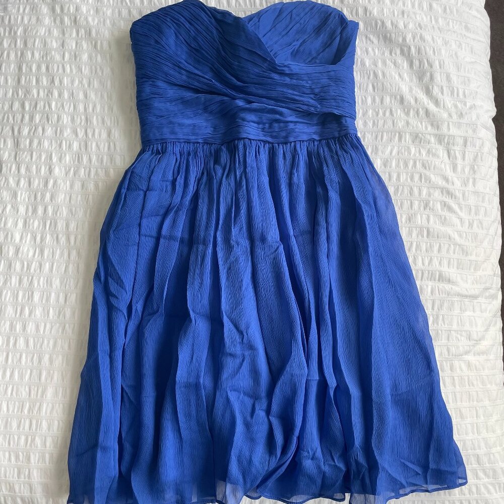 J.Crew silk chiffon party dress in cobalt blue
